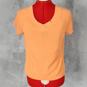 TALBOTS V neck Rayon blend top in orange
